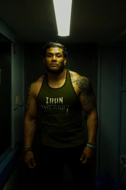 Army Green Iron Therapy Heavyweight Tank Top 1.webp