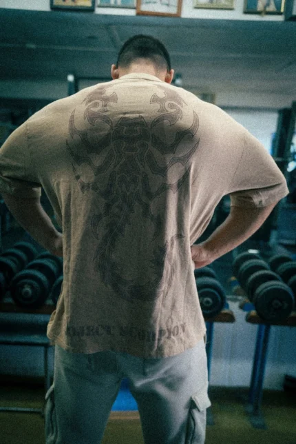 Controlled Insanity Beige Scorpion Acid Wash Tee 4.webp