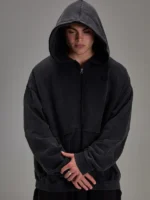 Embossed Black Heavyweight Zip up 1.webp